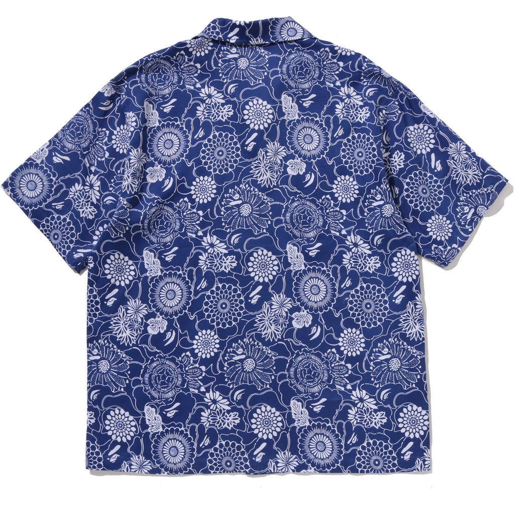 JAPANESE INDIGO ART CAMO OPEN COLLAR SS SHIRT MENS